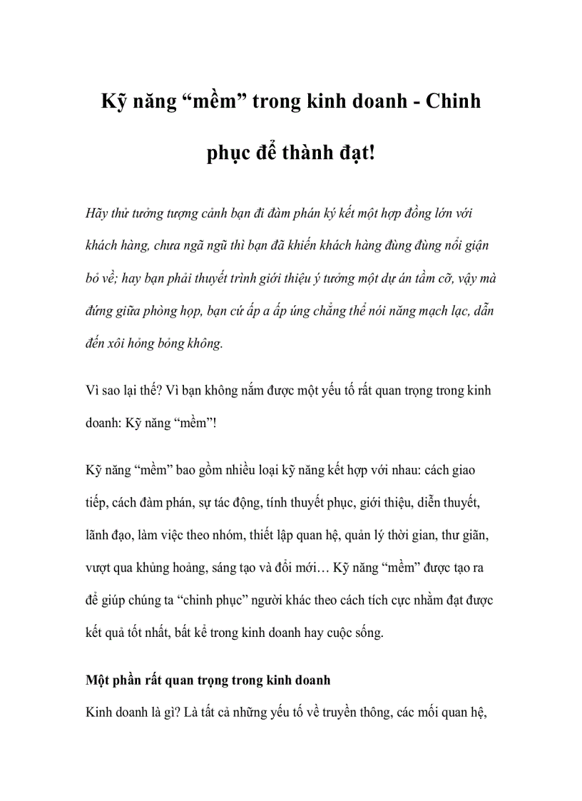 image for page Kỹ năng mềm trong kinh doanh Chinh phục để thành đạt