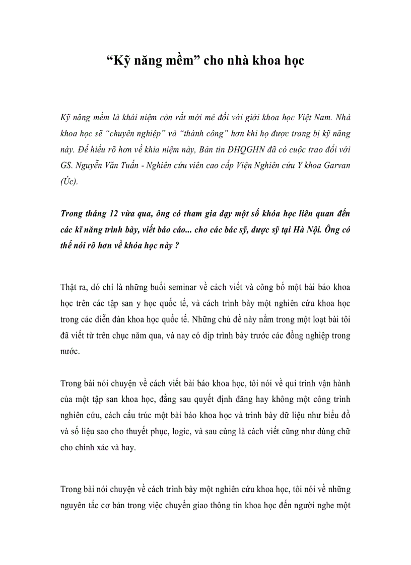 image for page Kỹ năng mềm cho nhà khoa học