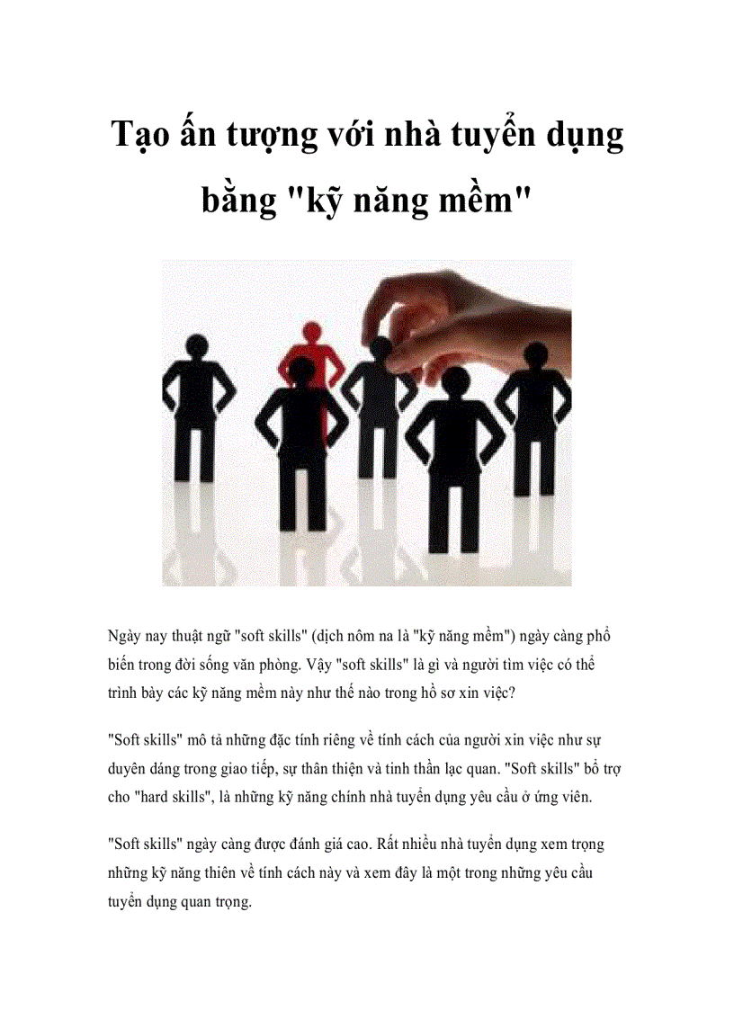 image for page Tạo ấn tượng với nhà tuyển dụng bằng kỹ năng mềm