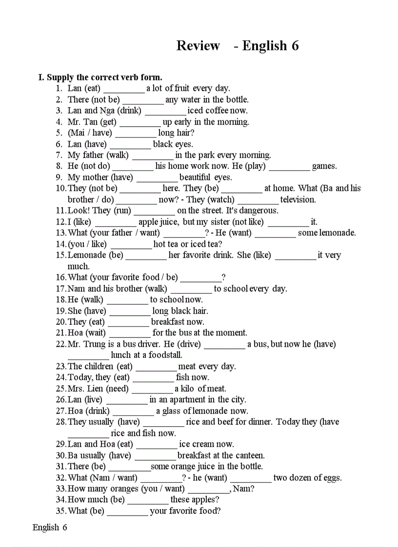 image for page Ôn tập tiếng anh 6