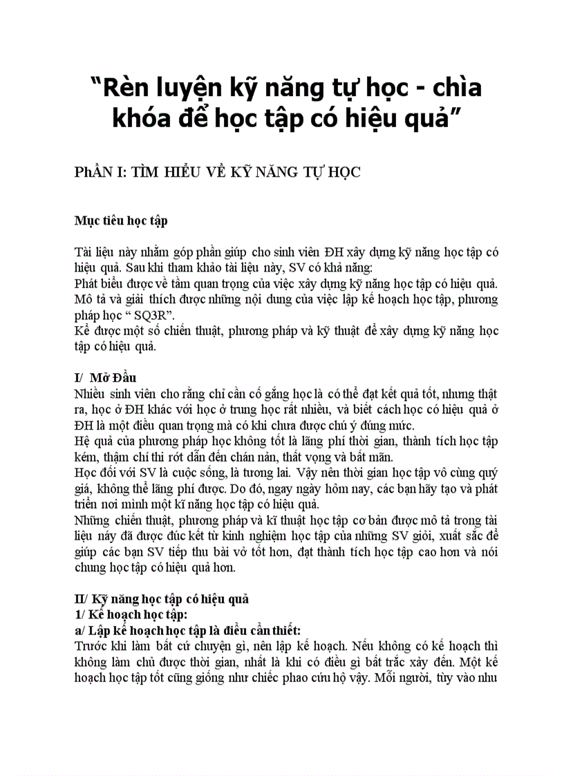 image for page Rèn luyện Kỹ năng tự học