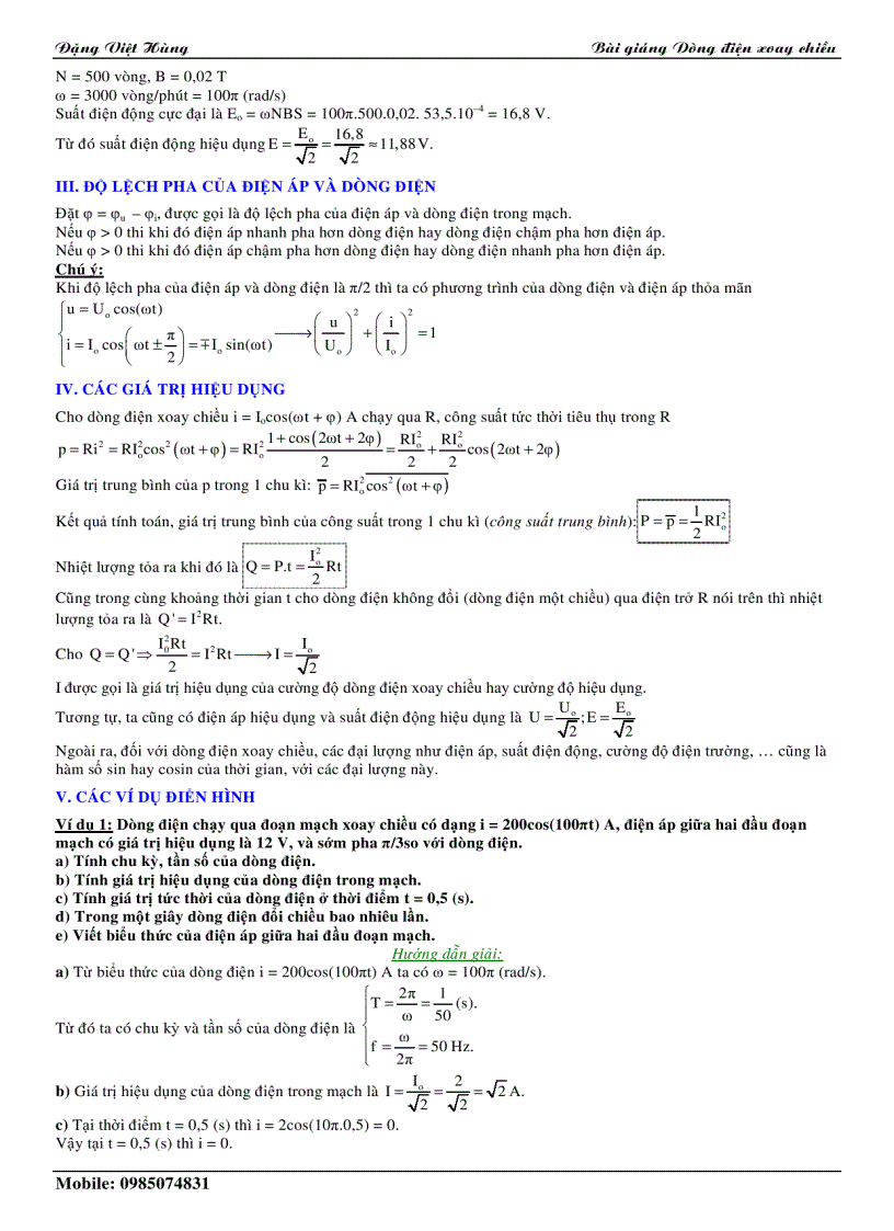 image for page Đại Cương về Dòng diẹn xoay chiều Lê Việt Hùng