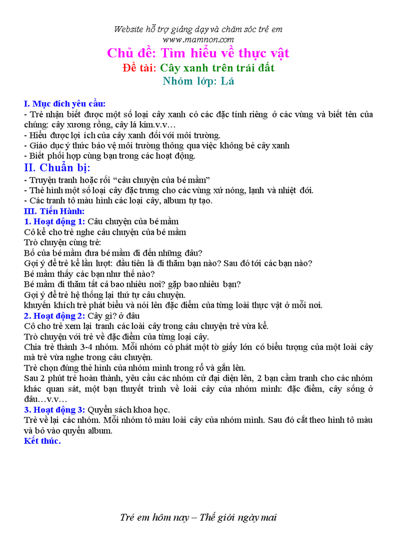 image for page Đề tài Cây xanh trên trái đất