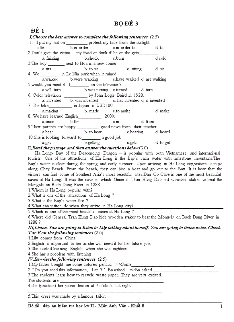image for page Bộ 5 đề tiếng anh lớp 8 3
