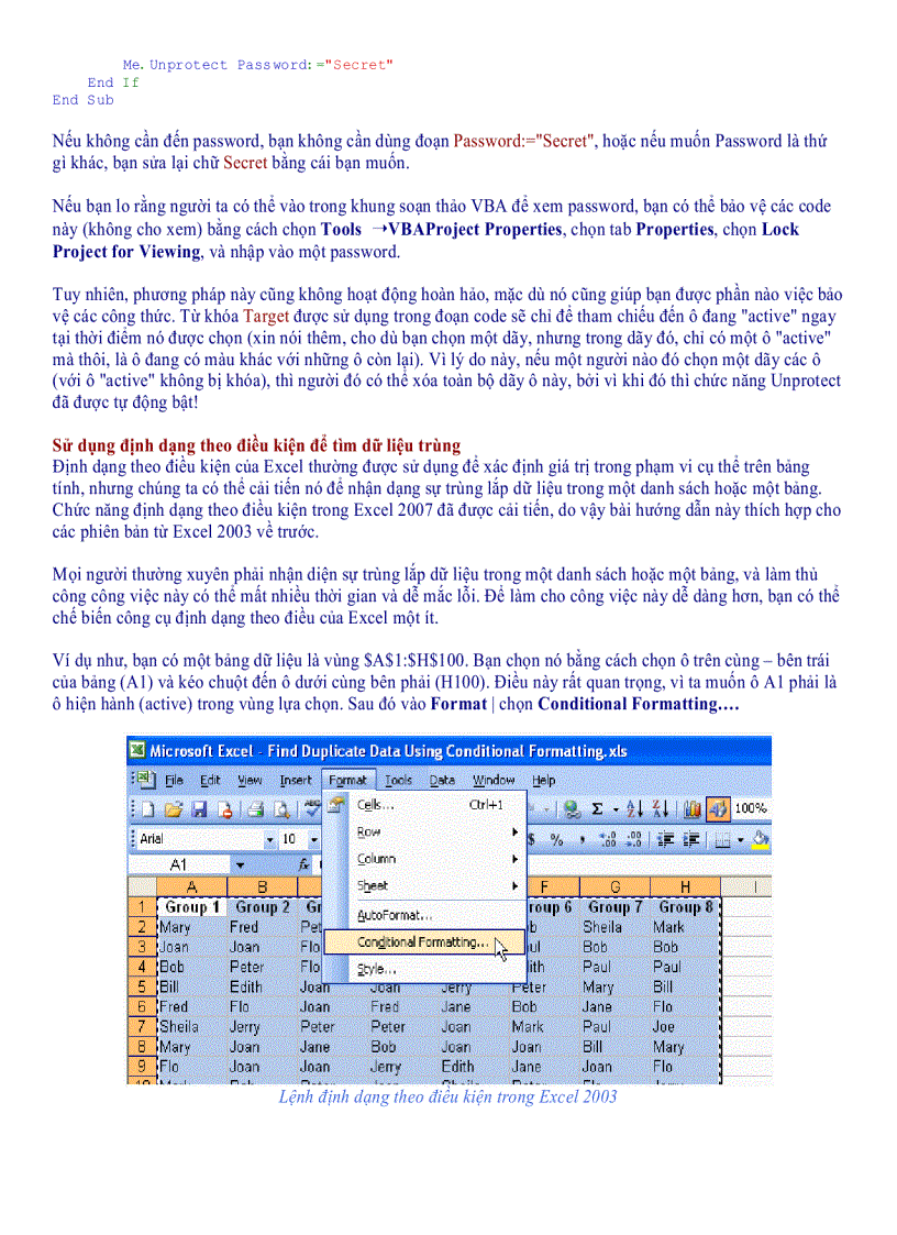 image for page Những mẹo trong excel