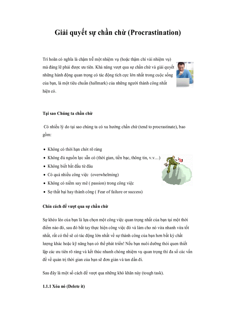 image for page Giải quyết sự chần chừ Procrastination