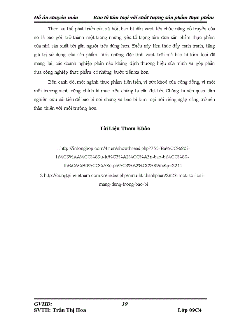 image for page Bao bì kim loại với chất lượng sản phẩm thực phẩm