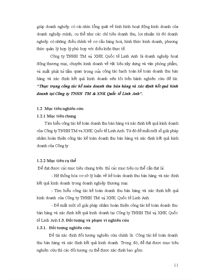 image for page Thực trạng công tác kế toán doanh thu bán hàng và xác định kết quả kinh doanh tại công ty TNHH thương mại và xuất nhập khẩu Quốc tế Linh Anh
