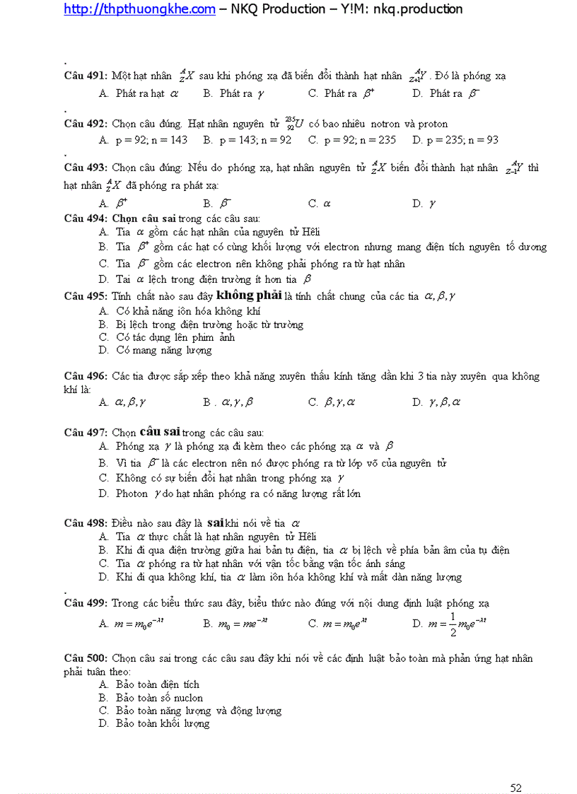 image for page 533 câu trắc nghiệm ôn thi ĐH môn vật lý