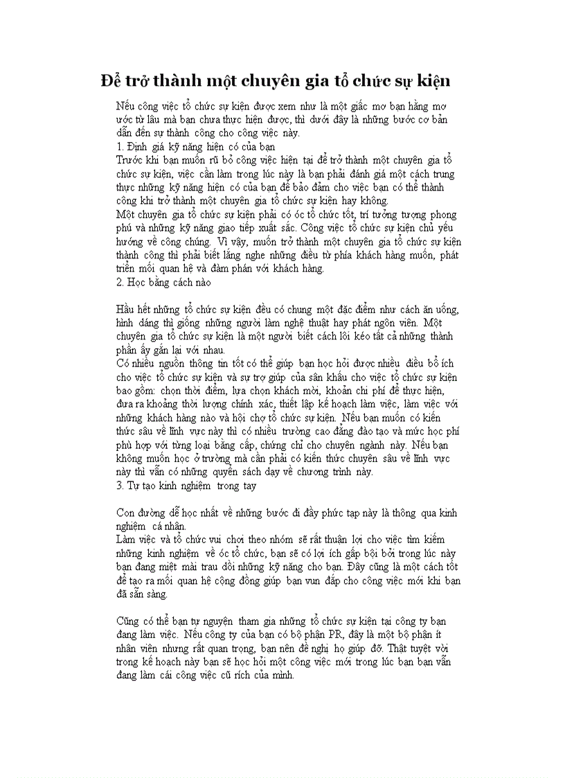 image for page Để trở thành một chuyên gia tổ chức sự kiện 1