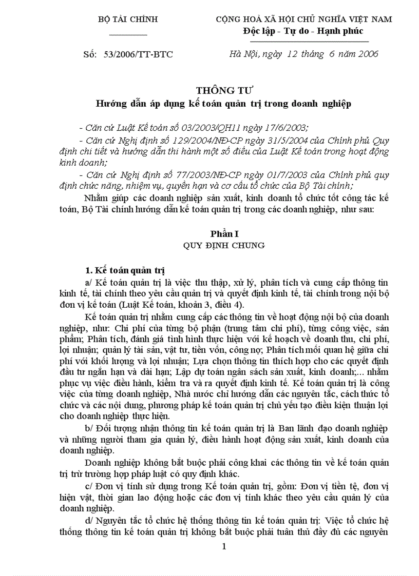 image for page Thông tư số 53 hướng dẫn áp dụng kế toán quản trị trong Doanh nghiệp