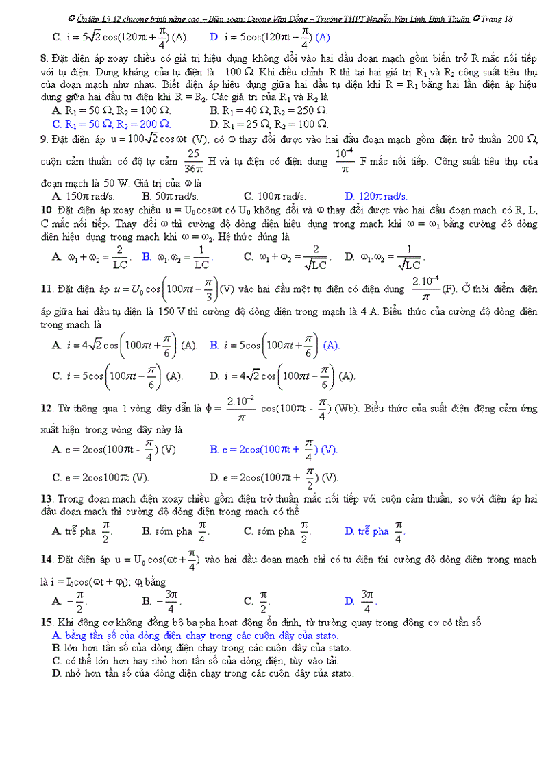 image for page Ôn tập lý 12 chương trình nâng cao
