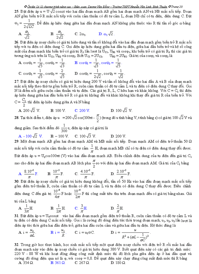 image for page Ôn tập lý 12 chương trình nâng cao