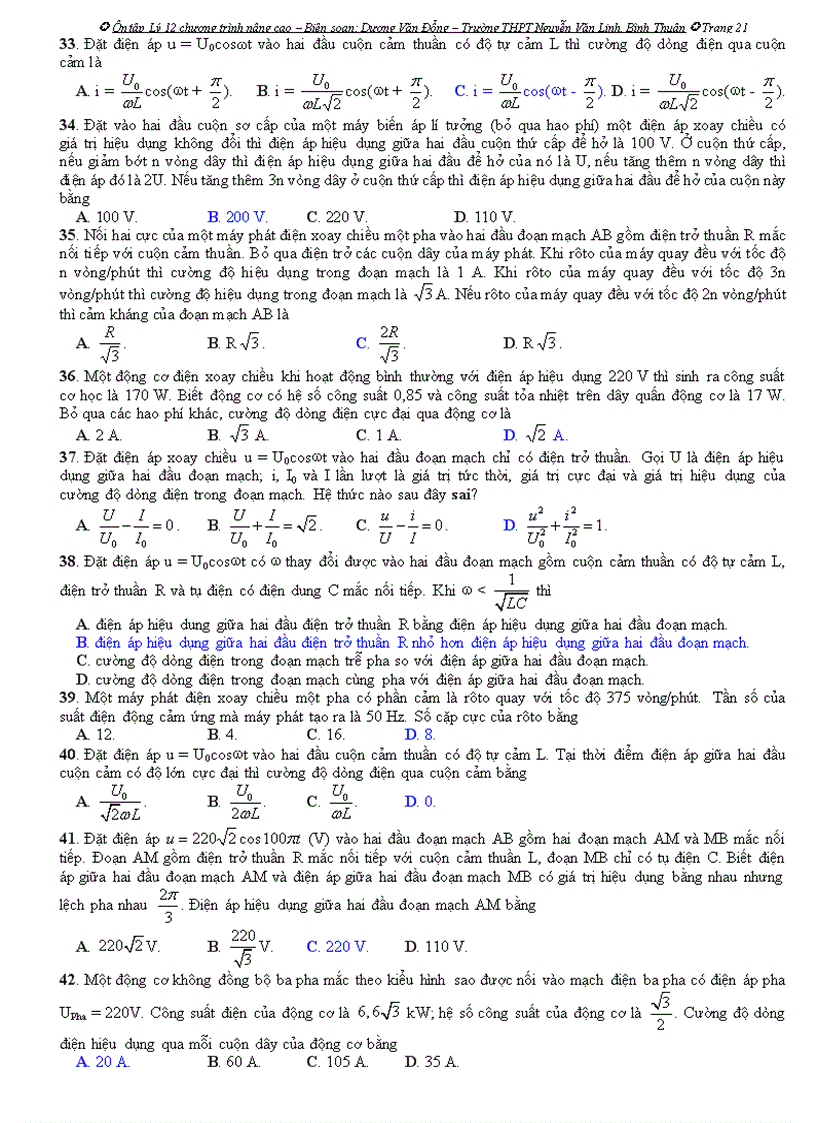 image for page Ôn tập lý 12 chương trình nâng cao