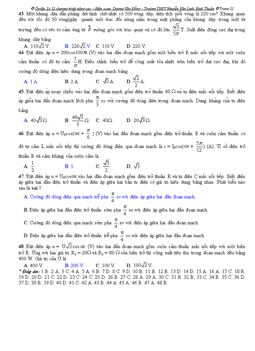 image for page Ôn tập lý 12 chương trình nâng cao