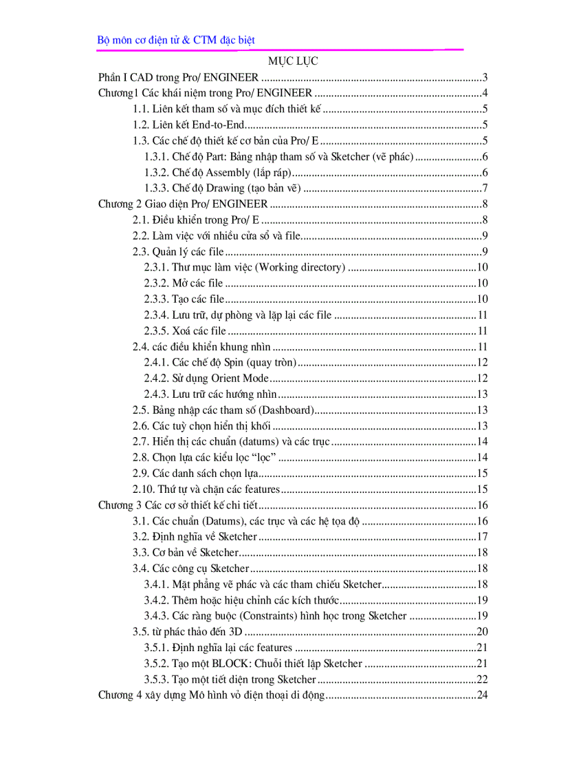 image for page Phần I CAD trong Pro ENGINEER