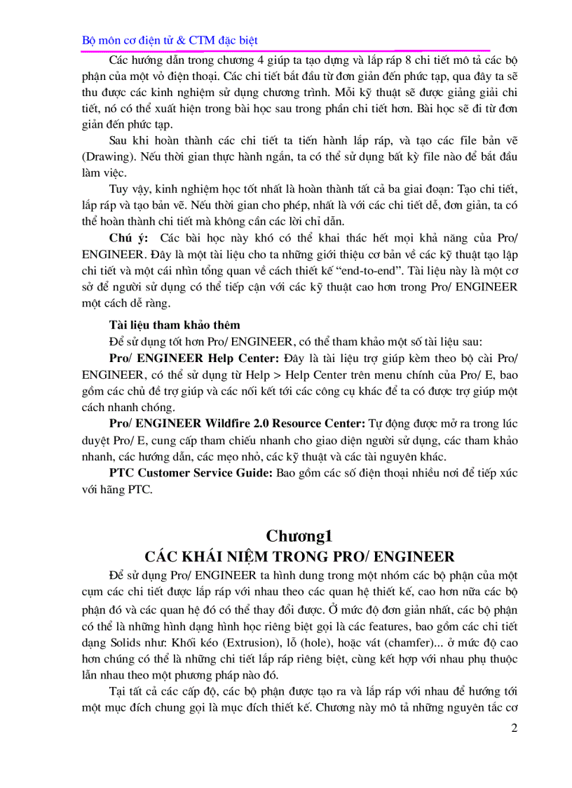 image for page Phần I CAD trong Pro ENGINEER