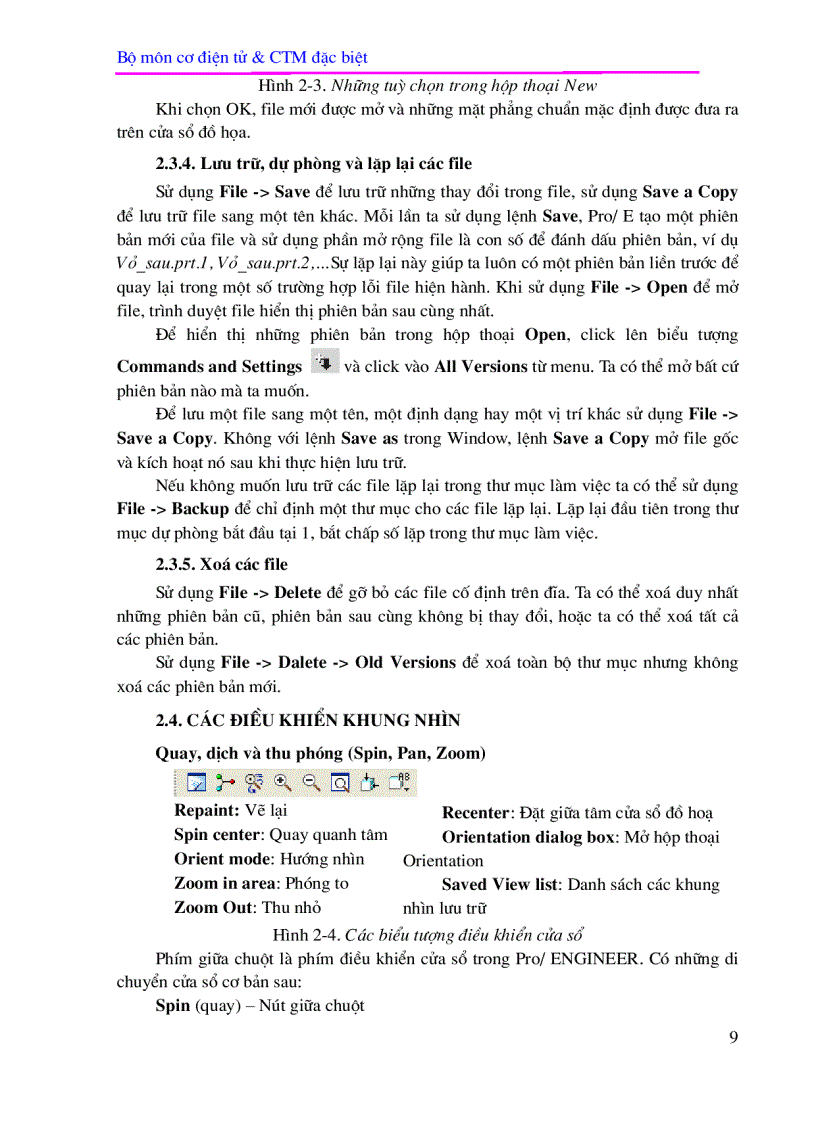 image for page Phần I CAD trong Pro ENGINEER