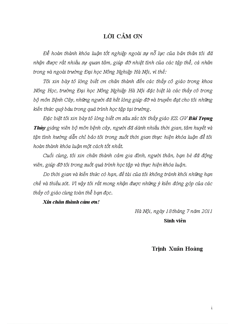 image for page Đánh giá khả năng kháng bệnh bạc lá của 13 giống lúa với vi khuẩn X oryzae thuộc nòi số 1 race 1 và nòi số 5 race 5 vụ xuân 2011 tại trường ĐHNN Hà nội