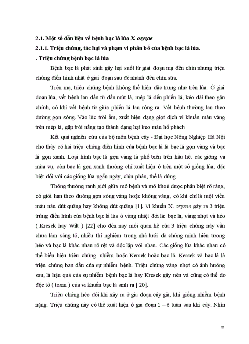 image for page Đánh giá khả năng kháng bệnh bạc lá của 13 giống lúa với vi khuẩn X oryzae thuộc nòi số 1 race 1 và nòi số 5 race 5 vụ xuân 2011 tại trường ĐHNN Hà nội