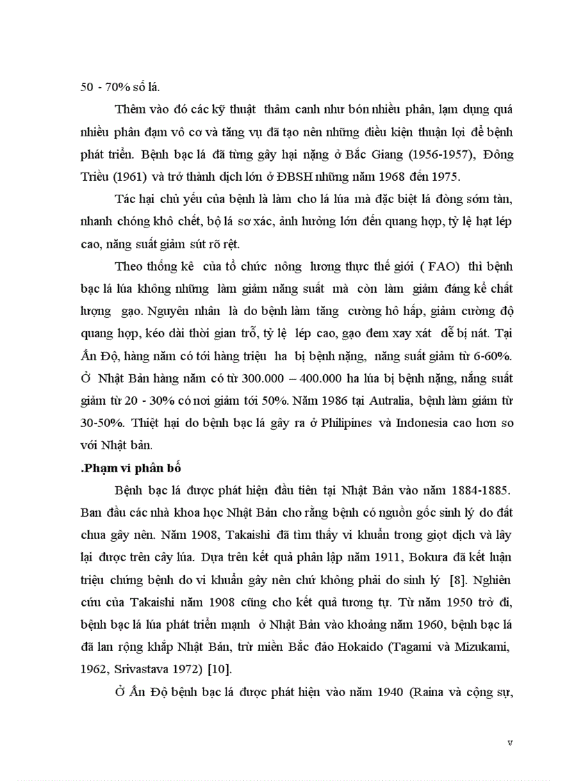 image for page Đánh giá khả năng kháng bệnh bạc lá của 13 giống lúa với vi khuẩn X oryzae thuộc nòi số 1 race 1 và nòi số 5 race 5 vụ xuân 2011 tại trường ĐHNN Hà nội