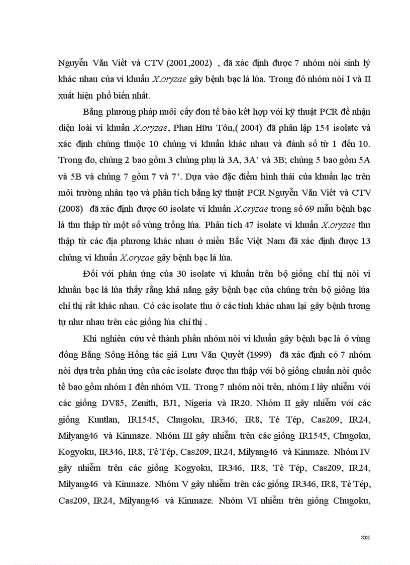 image for page Đánh giá khả năng kháng bệnh bạc lá của 13 giống lúa với vi khuẩn X oryzae thuộc nòi số 1 race 1 và nòi số 5 race 5 vụ xuân 2011 tại trường ĐHNN Hà nội