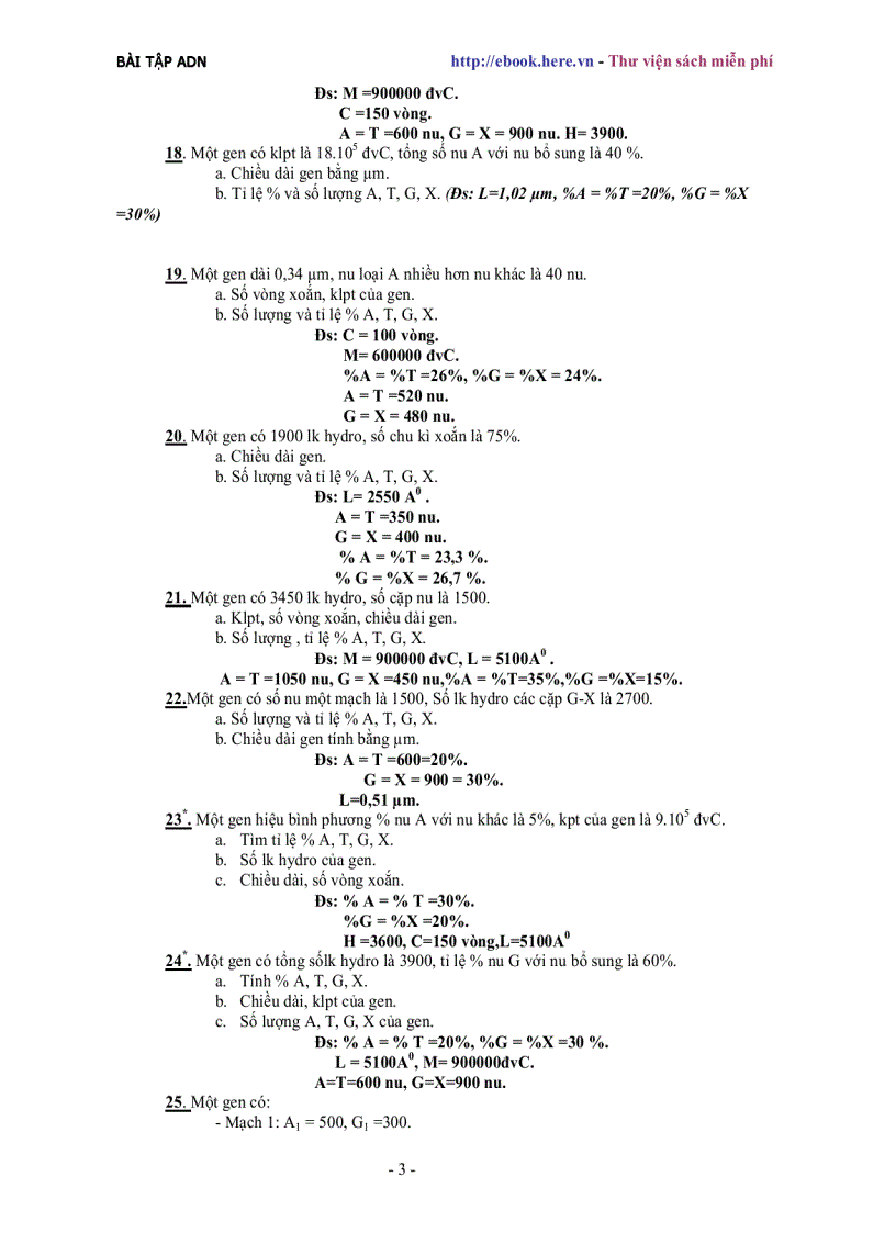 image for page Bài tập ADN Di truyền học SINH Có Đáp Án