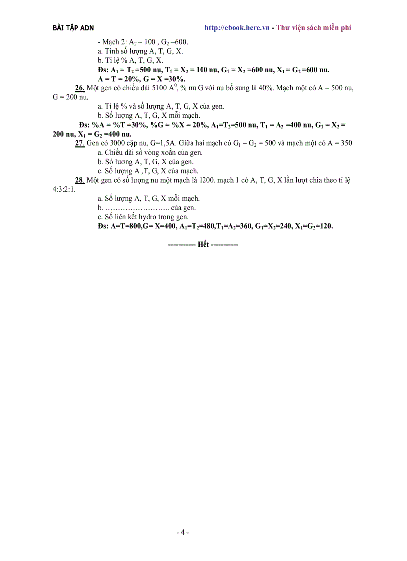 image for page Bài tập ADN Di truyền học SINH Có Đáp Án