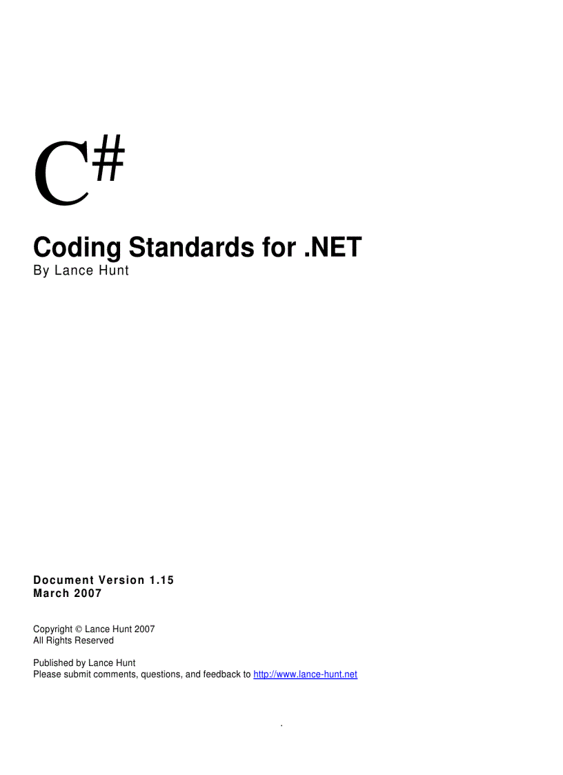 C Coding Standards for NET