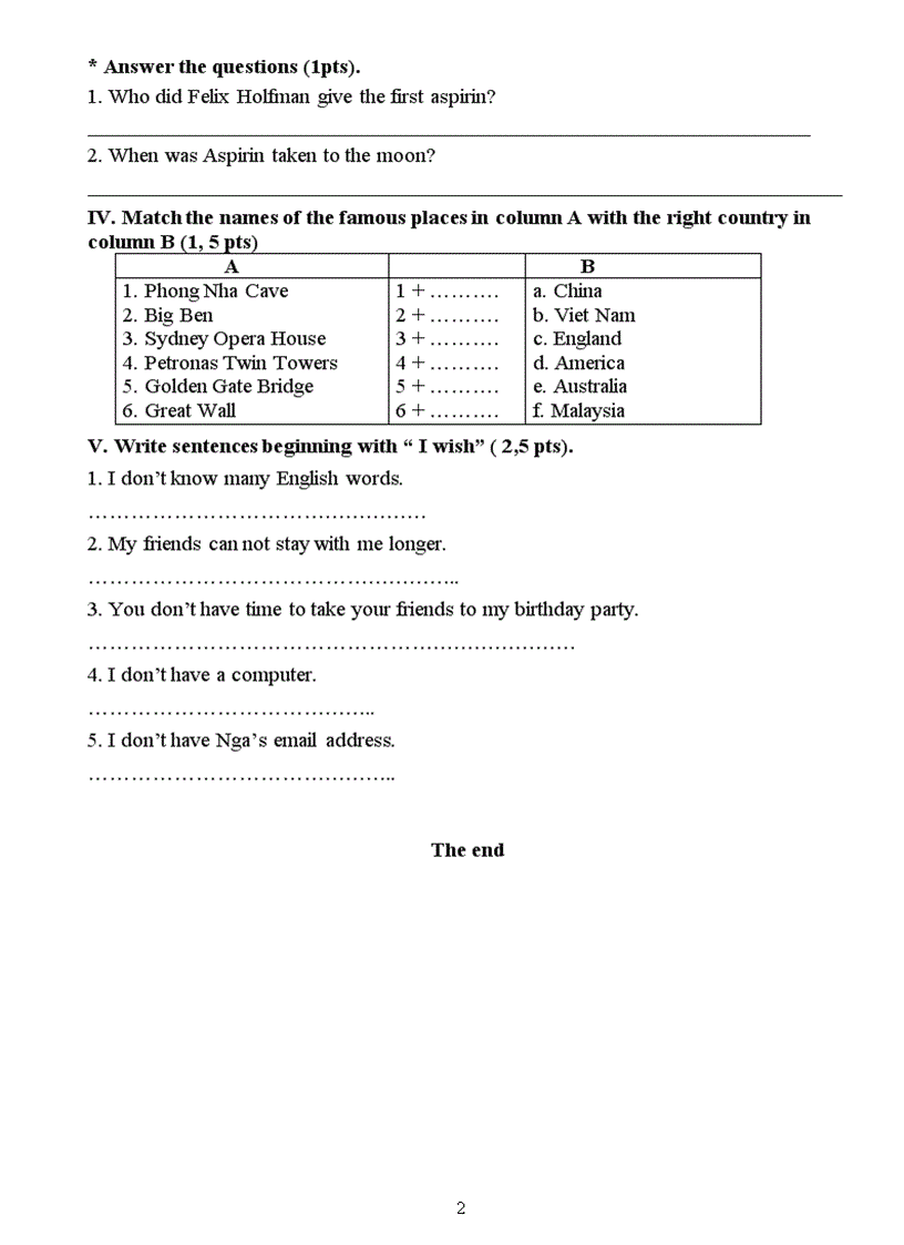 image for page Đề thi khảo sát tiếng anh lớp 9