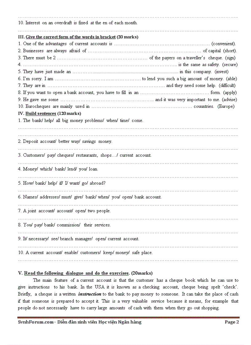 image for page Test tiếng anh III