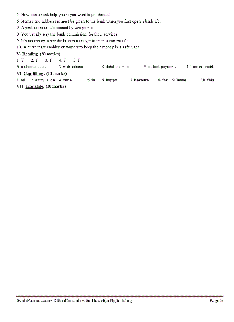 image for page Test tiếng anh III