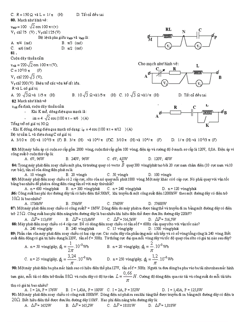 image for page 252 bài tập trắc nghiệm vật lý chương iv lớp 12 nâng cao