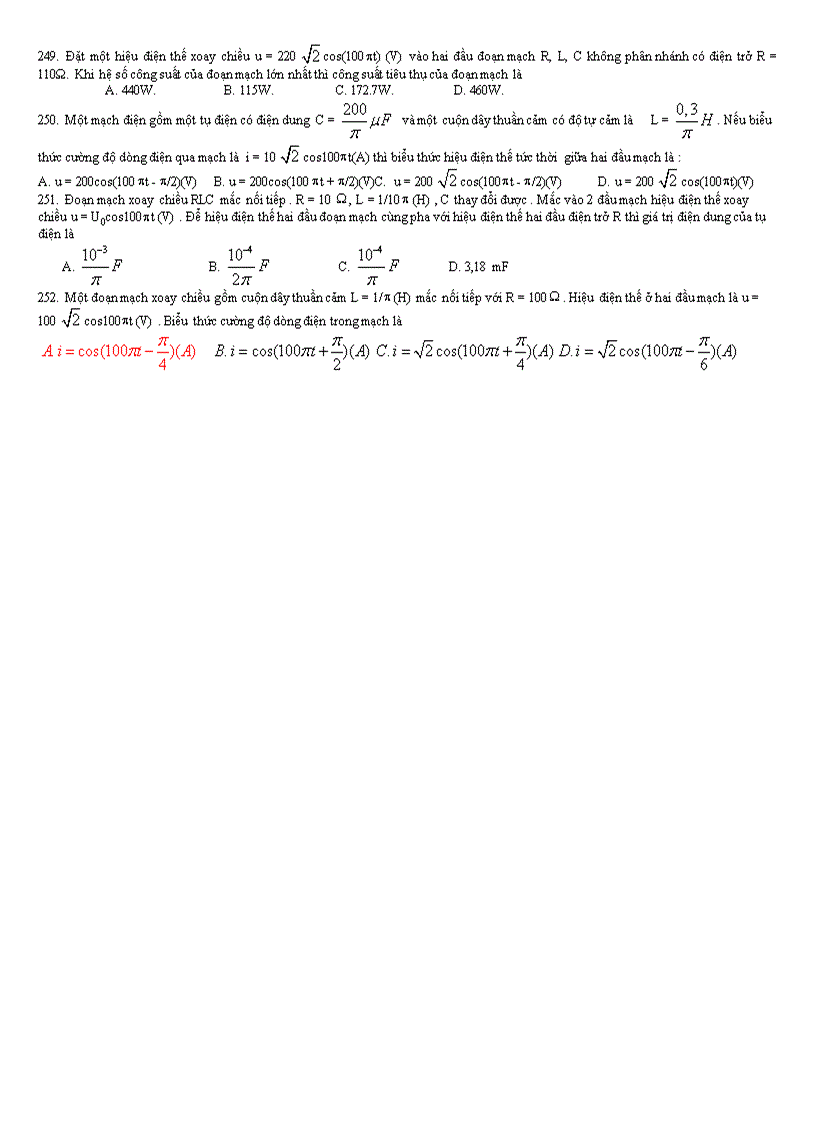 image for page 252 bài tập trắc nghiệm vật lý chương iv lớp 12 nâng cao
