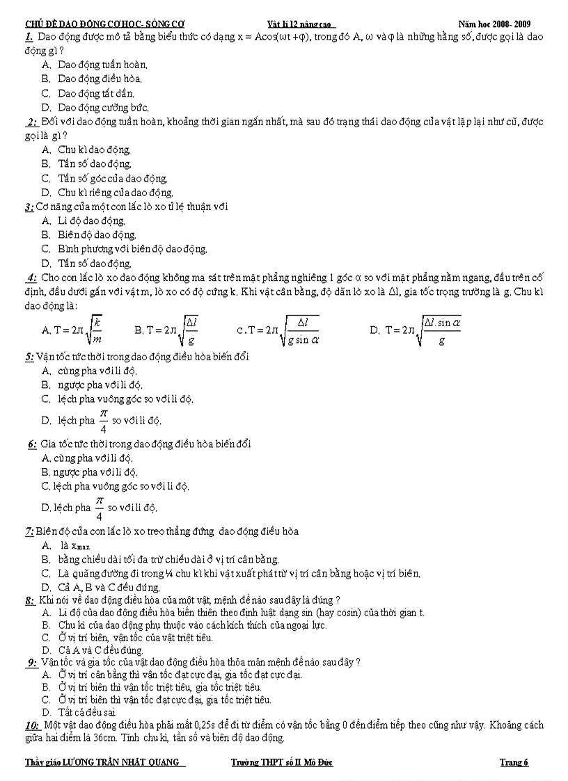 image for page Tổng hợp trắc nghiêm đại cương về dao động cơ