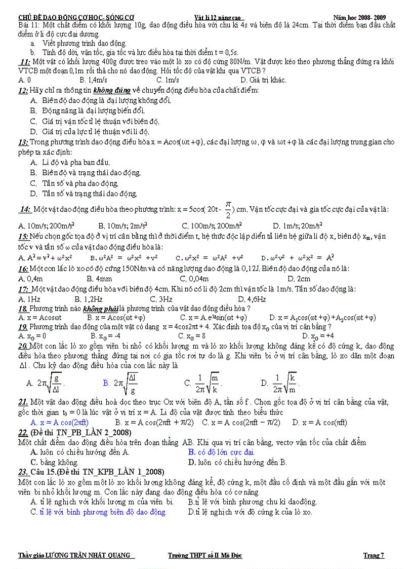 image for page Tổng hợp trắc nghiêm đại cương về dao động cơ