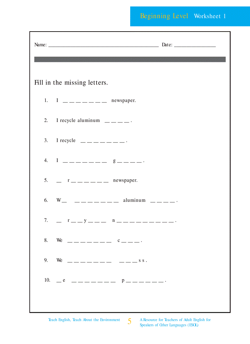 image for page Teach English teach about the environment