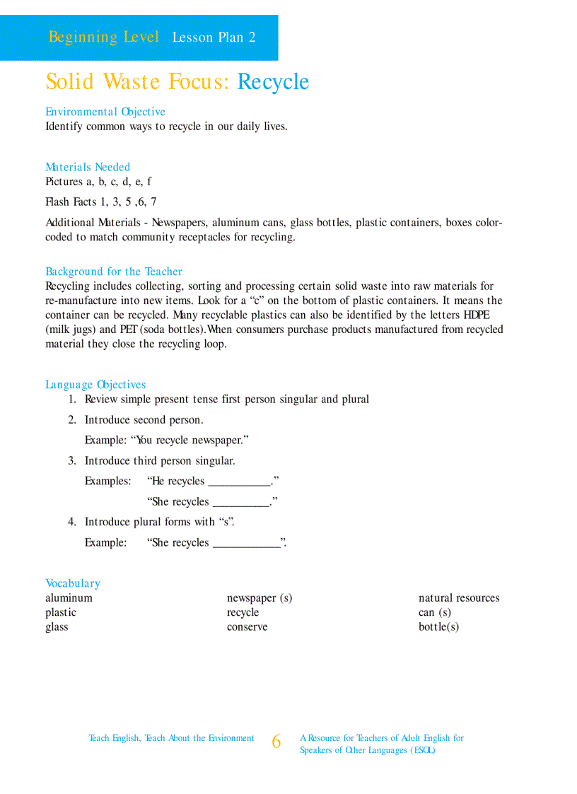 image for page Teach English teach about the environment