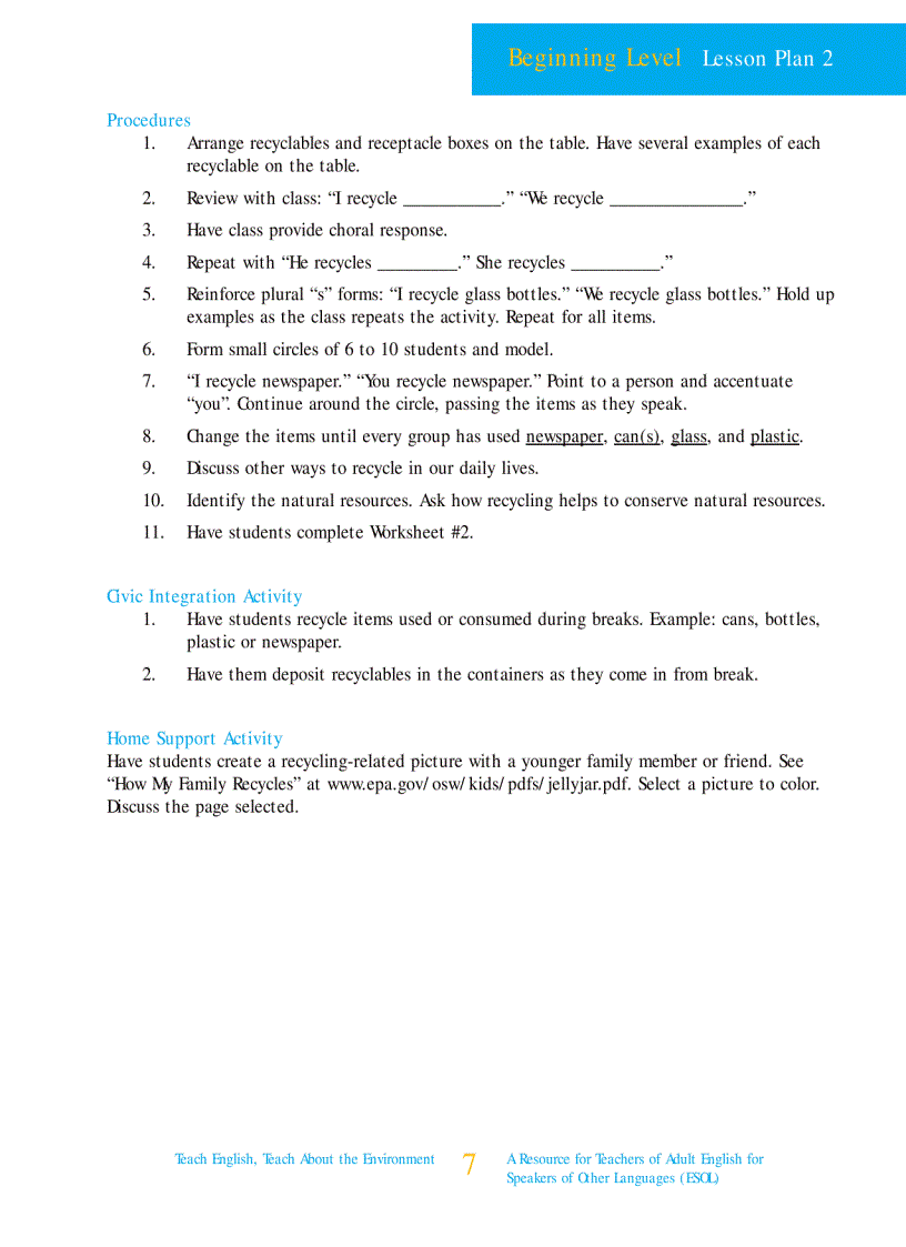 image for page Teach English teach about the environment