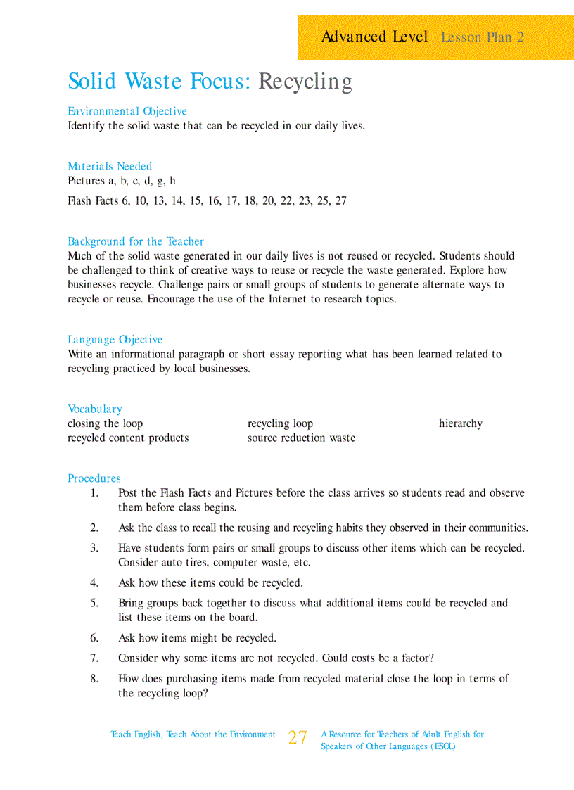 image for page Teach English teach about the environment