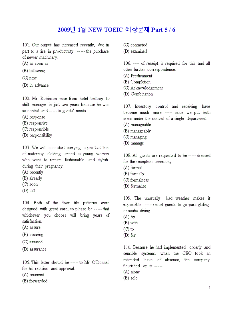image for page Đề thi TOEIC năm 2009