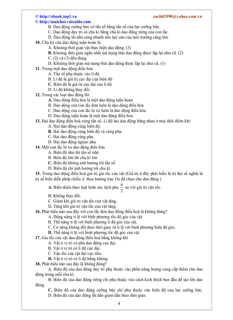 image for page Trắc nghiệm lý thuyết vật lý 12 đã chọn lọc