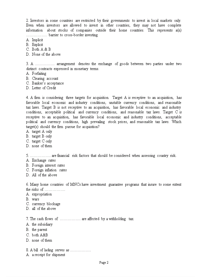 image for page International Finance Final exam HANU 2008