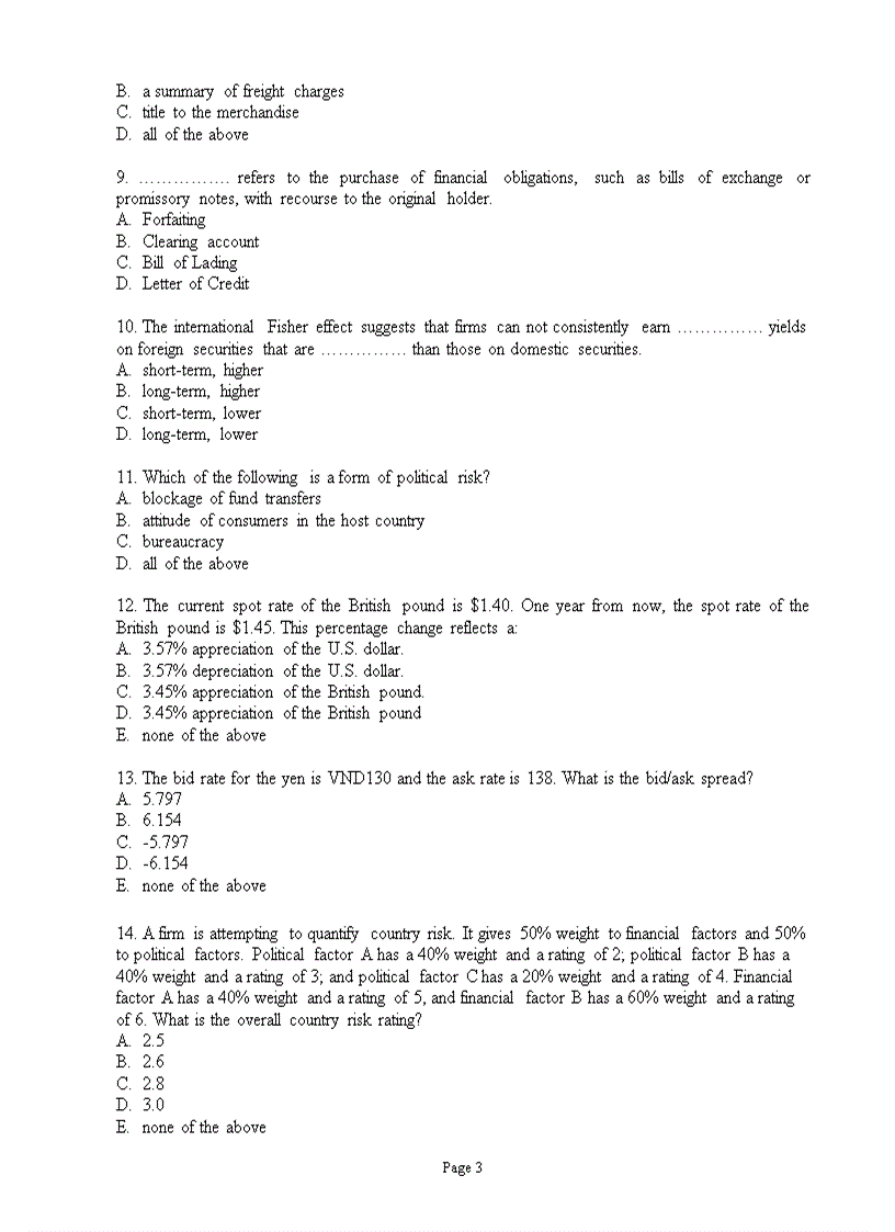 image for page International Finance Final exam HANU 2008
