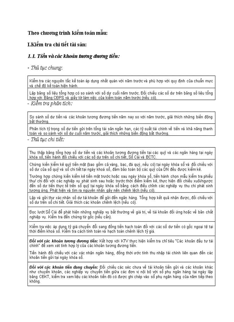 image for page Thủ tục kiểm toán báo cáo tài chính