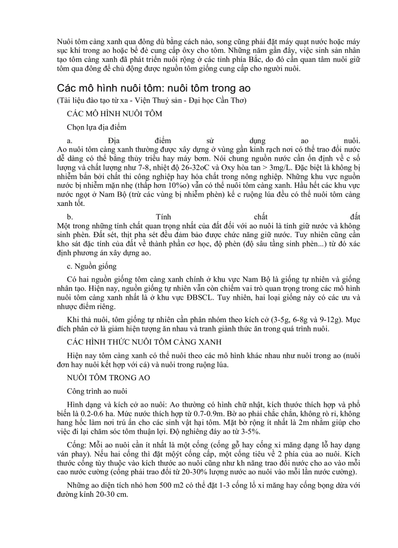 image for page Kỹ thuật nuôi tôm càng xanh