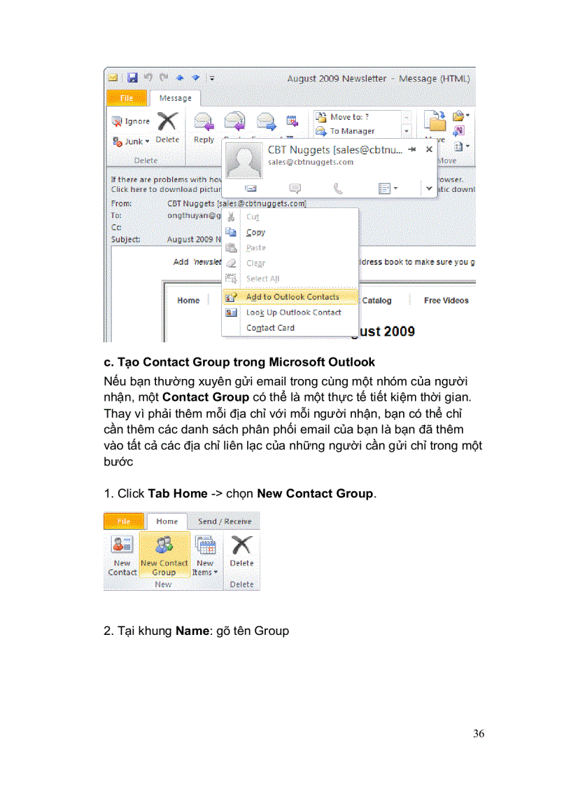image for page Giáo trình hướng dẫn sử dụng Outlook 2010