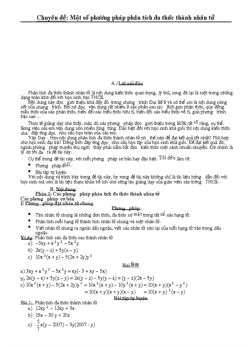 image for page Chuyên đề phân tích đa thức thành nhân tử