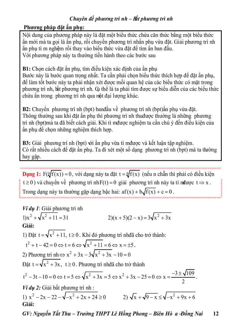 image for page Phương trÌnh chứa ẩn ở căn thức
