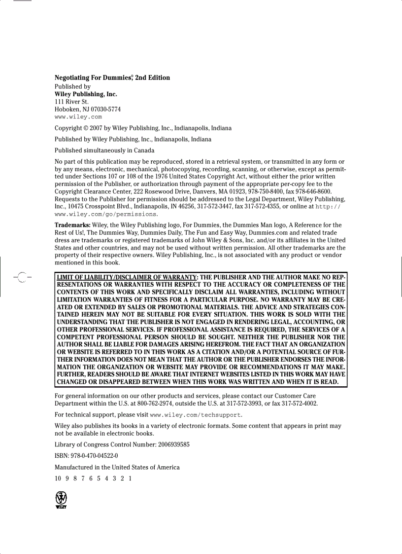 image for page Negotiating FOR DUMMIES 2ND EDITION